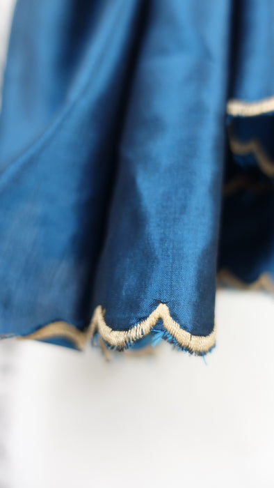 Plain Blue Vintage Pure Silk - New