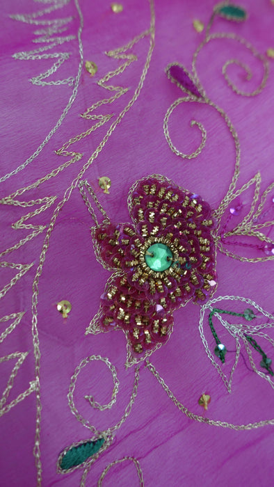 Vintage Green And Pink Embellished Dupatta - New