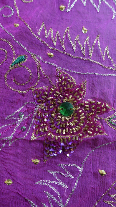 Vintage Green And Pink Embellished Dupatta - New