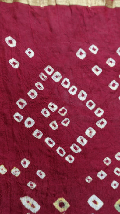 Bandhani Print Large Green Red Dupatta - New