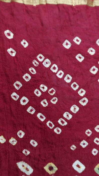 Bandhani Print Large Green Red Dupatta - New