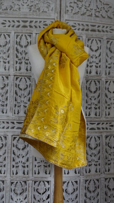 Yellow Silk Blend Shawl - New