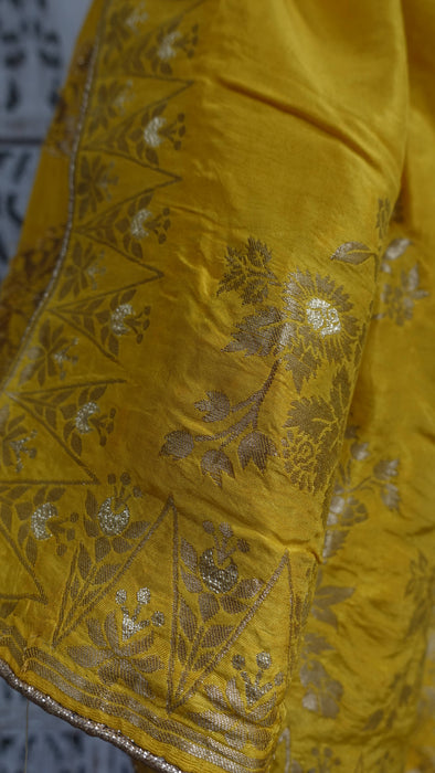 Yellow Silk Blend Shawl - New