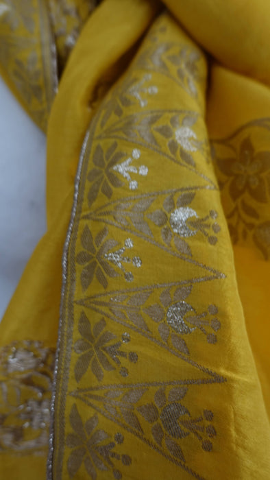 Yellow Silk Blend Shawl - New