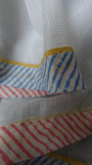 White Cotton With Printed Colourful Edging Dupatta - New