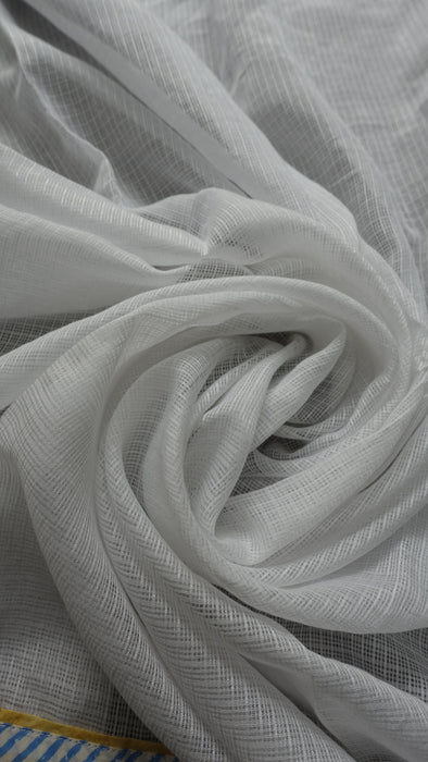 White Cotton With Printed Colourful Edging Dupatta - New