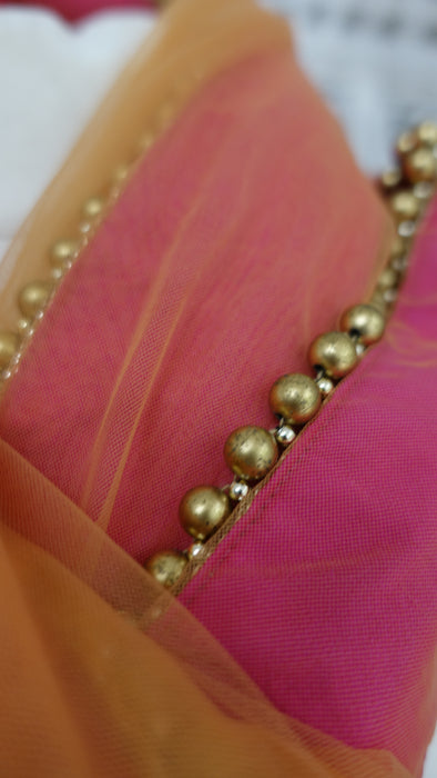 Peachy Orange Beaded Dupatta - New