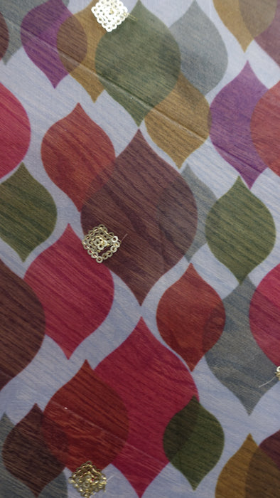 Colourful Voile Dupatta With Gold Sequin Detailing -New