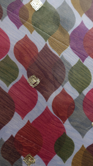 Colourful Voile Dupatta With Gold Sequin Detailing -New