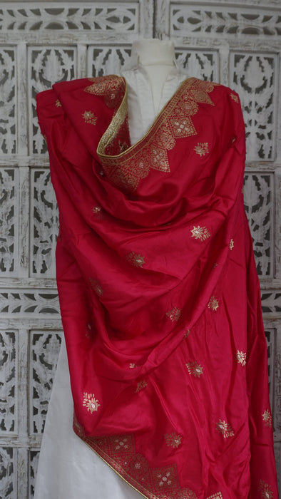 Pink Red Silk Blend Dupatta - New