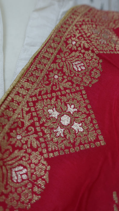 Pink Red Silk Blend Dupatta - New