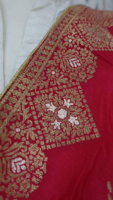 Pink Red Silk Blend Dupatta - New