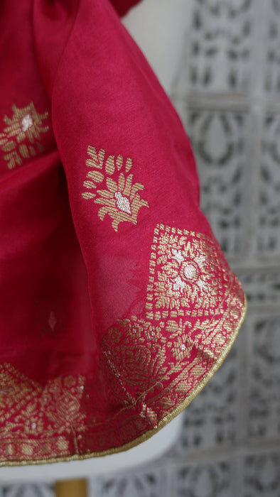 Pink Red Silk Blend Dupatta - New