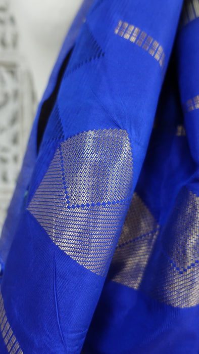 Khaki Green And Blue Vintage Silk Dupatta - New