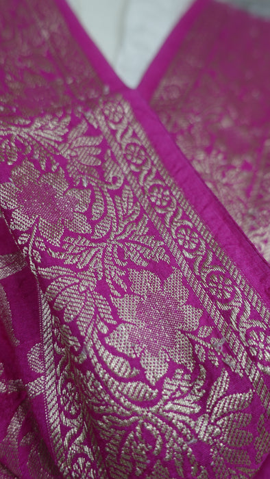 Hot Pink Silk Blend Large Shawl - New