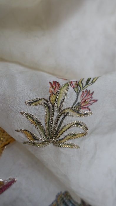 Cream Dupatta With Regal Wedding Scene - New