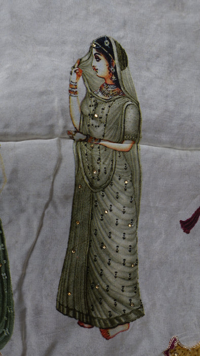 Cream Dupatta With Regal Wedding Scene - New