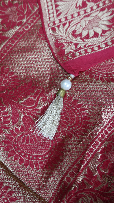 Red Soft Silk Blend Shawl - New