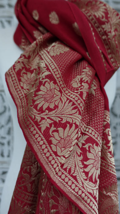 Red Soft Silk Blend Shawl - New