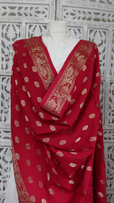 Red Soft Silk Blend Shawl - New