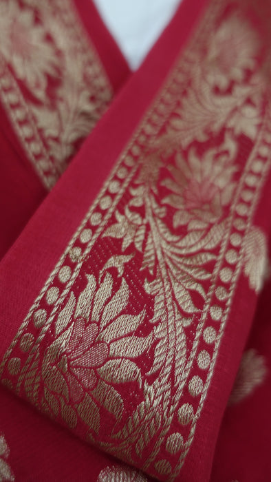 Red Soft Silk Blend Shawl - New