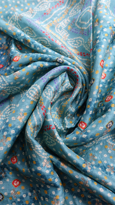 Jade And Pink Silk Blend Large Shawl With Latkans - New