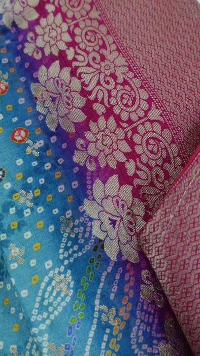 Jade And Pink Silk Blend Large Shawl With Latkans - New