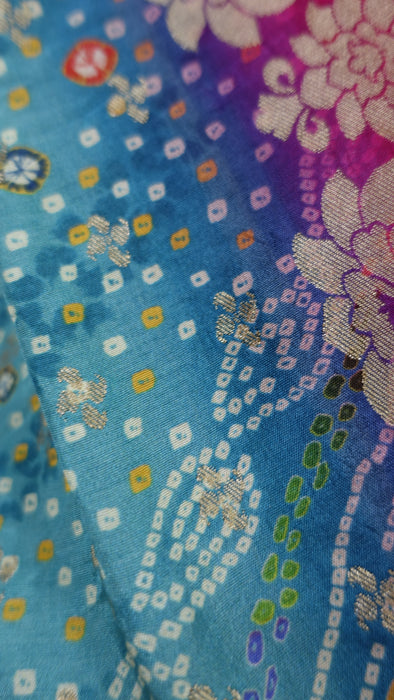 Jade And Pink Silk Blend Large Shawl With Latkans - New