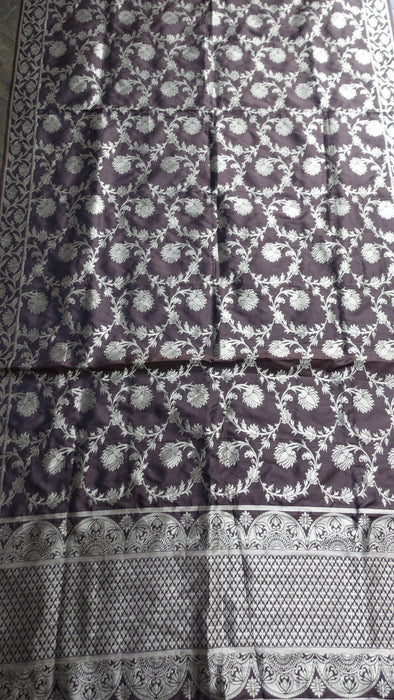 Brown Large Gold Silk Blend Shawl