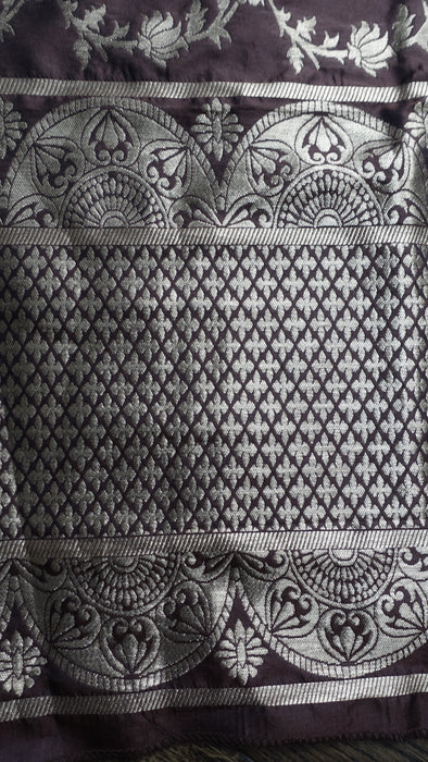 Brown Large Gold Silk Blend Shawl