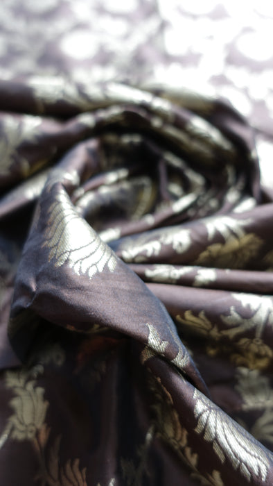Brown Large Gold Silk Blend Shawl