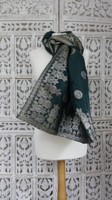 Dark Green Silk Shawl - New