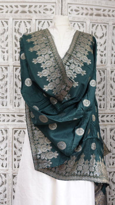 Dark Green Silk Shawl - New