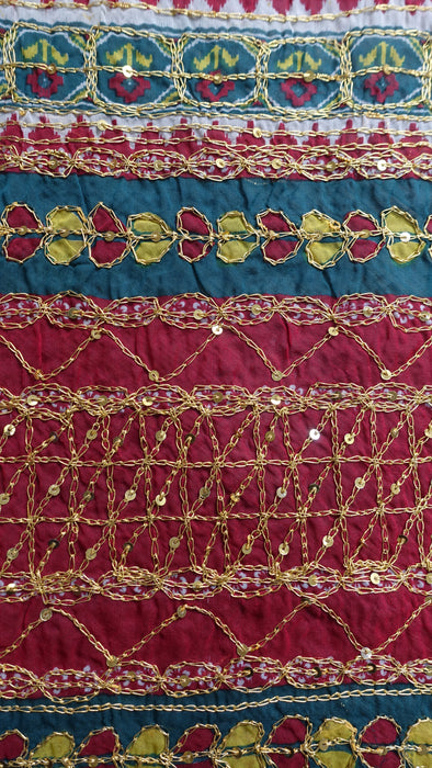 Vintage Green And Red Large Wedding Dupatta - New