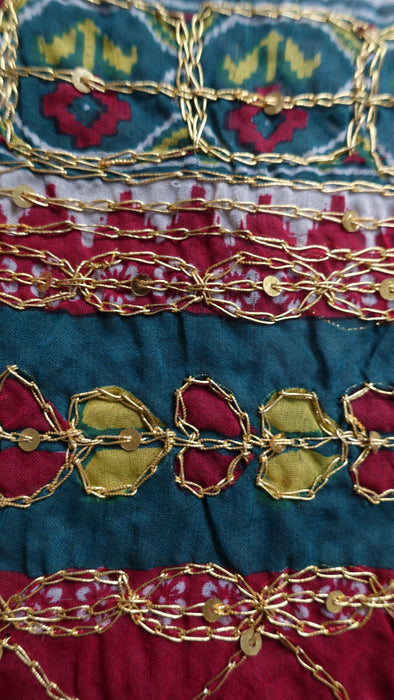 Vintage Green And Red Large Wedding Dupatta - New