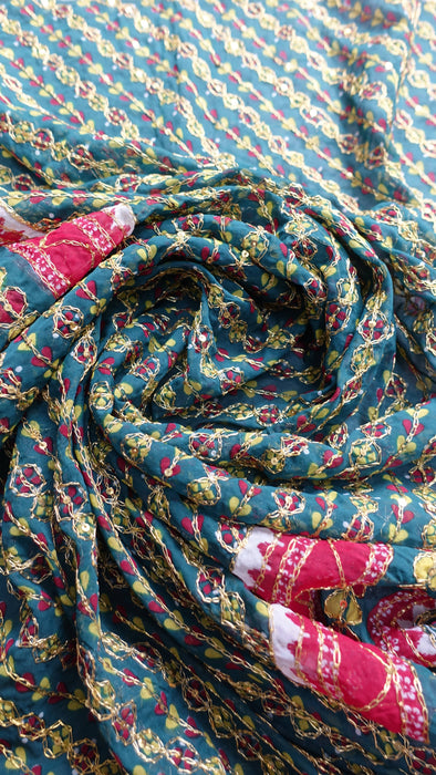 Vintage Green And Red Large Wedding Dupatta - New