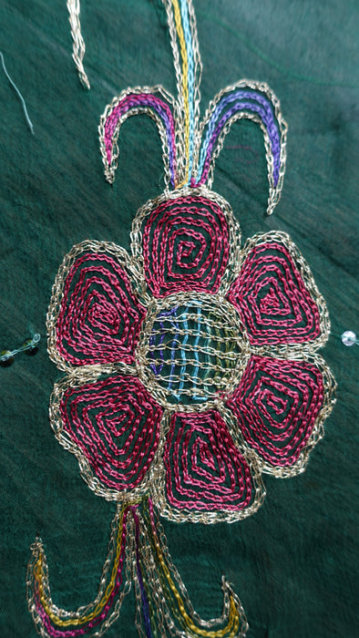 Green Silk Chiffon Vintage Dupatta - New