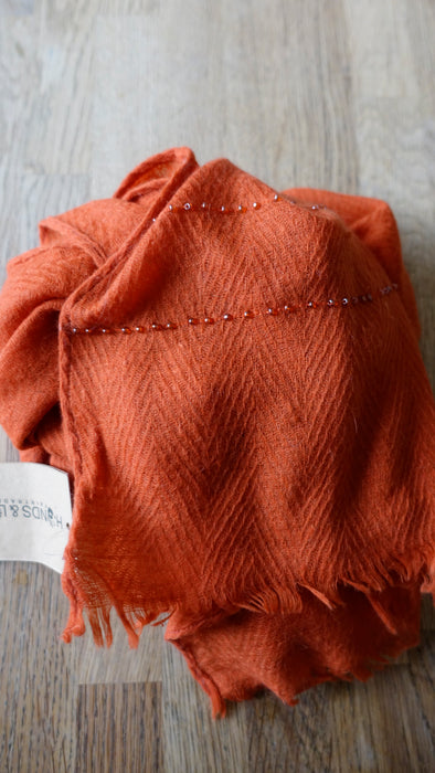 Orange Angora Wool Scarf