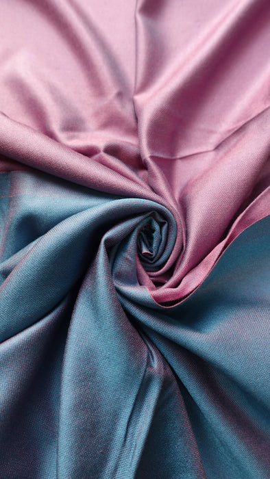Lilac And Dark Turquoise 2 Tone Reversible Pure Silk Scarf - New