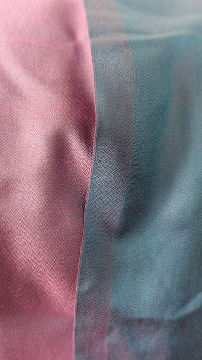 Lilac And Dark Turquoise 2 Tone Reversible Pure Silk Scarf - New