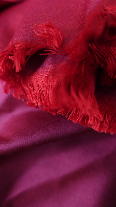 Dark Red And Dark Pink 2 Tone Reversible Pure Silk Scarf - New