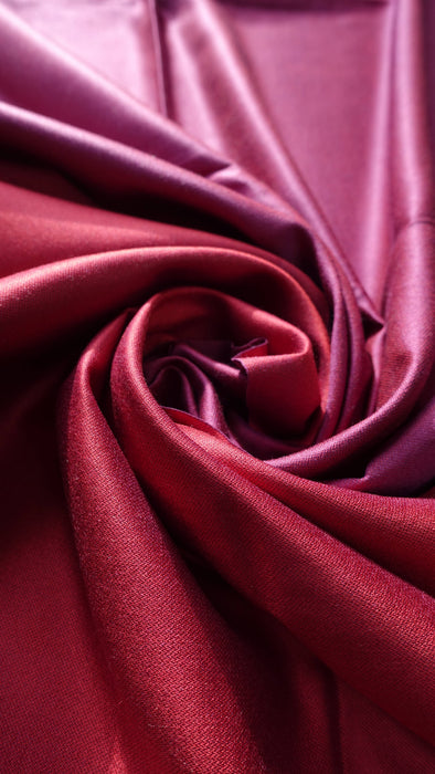 Dark Red And Dark Pink 2 Tone Reversible Pure Silk Scarf - New