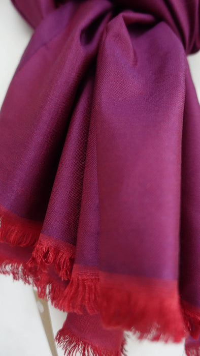 Dark Red And Dark Pink 2 Tone Reversible Pure Silk Scarf - New