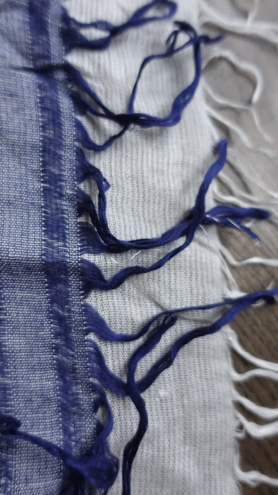 Blue And White Square Soft Cotton Blend Scarf - New