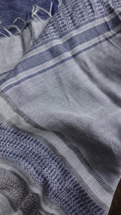 Blue And White Square Soft Cotton Blend Scarf - New
