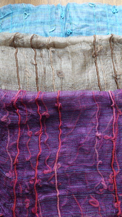 Loose Weave Silk Slub Hands And Looms Scarf - Multiple Colours Available