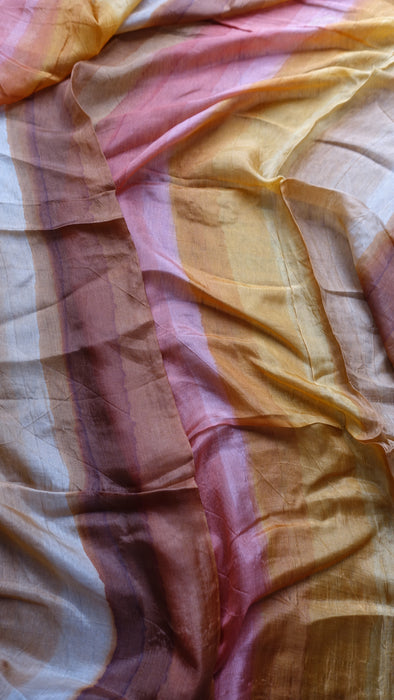 Orange And Rusts Pure Silk Square Hands And Loom Scarf