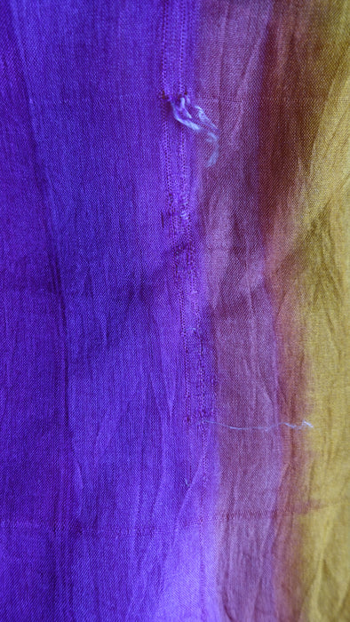 Orange Purple And Amber Pure Silk Square Hands And Loom Scarf