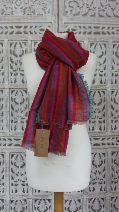 Bright Multi Stripe Reversible Warm Wool Scarf - Multiple Colours Available