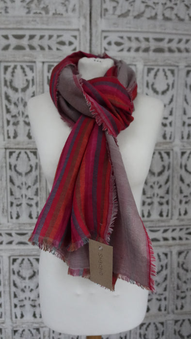 Bright Multi Stripe Reversible Warm Wool Scarf - Multiple Colours Available